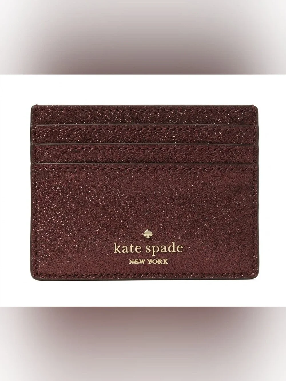kate spade Glitter Cardholder in Deep Plum/ Burgundy Wine.